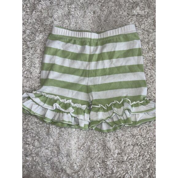 Adorable Essentials Girls Sz. 2T Green Striped Ruffle Knit Shorts. Cute - Picture 1 of 6